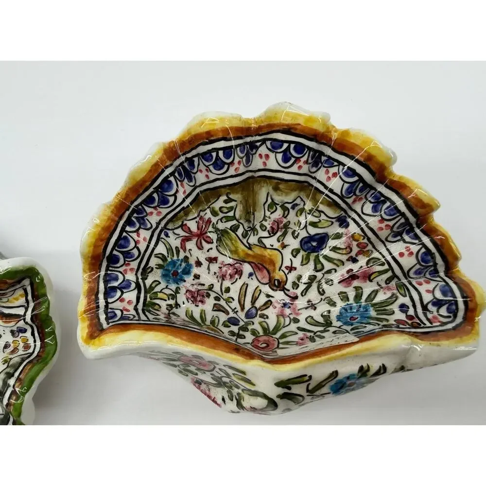 Ceramicas Coimbra Portugal Shell Bowls Set Hand Painted Marta Sec XVIII 1.14lb